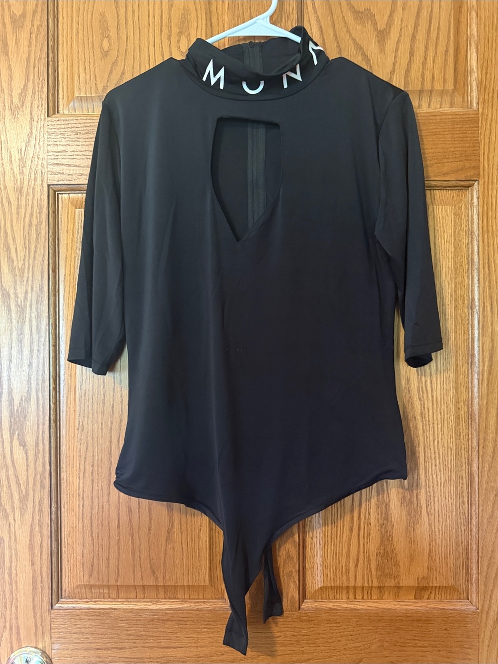 MONAT Black Keyhole Bodysuit Top